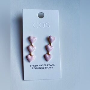 COS Blush Heart Earrings with Gold Accents